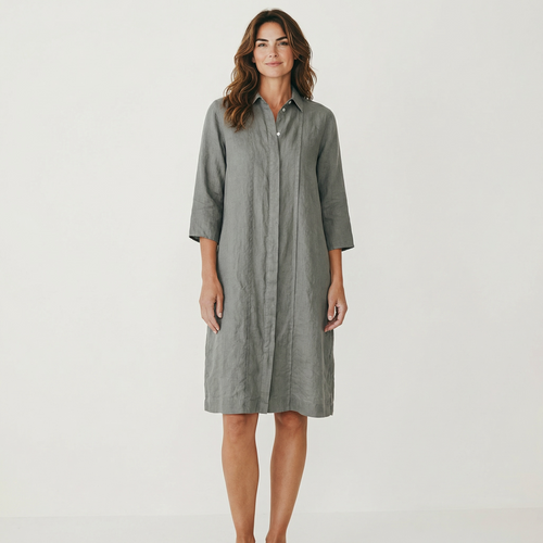 chinese dress ladies Rosso35 Women's Beige Linen V-Neck Maxi Dress – Timeless main image 0