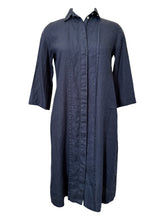 Load image into Gallery viewer, Rosso 35 Linen Garment Dyed Midi Shirt Dress Navy
