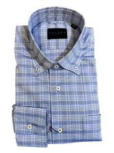 Load image into Gallery viewer, Calder Shirt Luxe Poplin Graph Check Denim
