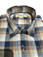 Load image into Gallery viewer, Hagen Washed Cotton Sport Shirt - Navy and Tan Plaid
