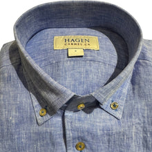 Load image into Gallery viewer, Hagen Solid Washed Linen Shirt Blue
