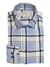 Load image into Gallery viewer, Hagen Washed Cotton Sport Shirt - Ocean Blue Plaid
