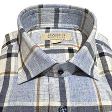 Load image into Gallery viewer, Hagen Washed Cotton Sport Shirt - Ocean Blue Plaid
