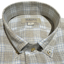 Load image into Gallery viewer, Hagen Washed Linen Sport Shirt - Tan and Blue
