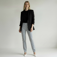 Load image into Gallery viewer, E&amp;F Double Side Slit Ankle Pant Navy Stripe
