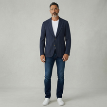 Load image into Gallery viewer, Ketroy Wool Seersucker Navy Pinstripe Sportcoat
