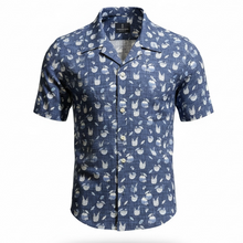 Load image into Gallery viewer, Emanuel Berg Cotton/Linen SS Print Shirt Blue
