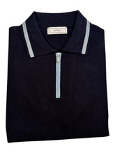 Load image into Gallery viewer, Ketroy Cotton/Silk 1/4 Zip Polo Shirt - Navy
