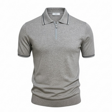 Load image into Gallery viewer, Ketroy Cotton/Silk 1/4 Zip Polo Shirt - Grey
