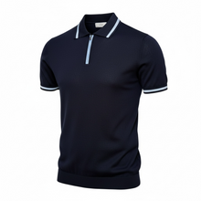 Load image into Gallery viewer, Ketroy Cotton/Silk 1/4 Zip Polo Shirt - Navy
