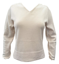 Load image into Gallery viewer, Scaglione Cotton V-Neck Sweater w/Eyelet Cream
