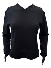 Load image into Gallery viewer, Scaglione Cotton V-Neck Sweater w/Eyelet Black
