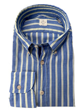 Load image into Gallery viewer, GMF Cotton Poplin Shirt Blue and Yellow Stripe
