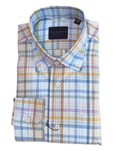 Load image into Gallery viewer, Calder Shirt Luxe Poplin Exploded Plaid Turquoise
