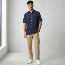 Load image into Gallery viewer, Hartford SS Seersucker Shirt Navy
