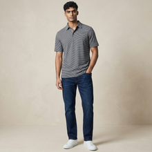 Load image into Gallery viewer, Hartford SS Knit Polo Stripe Navy and White
