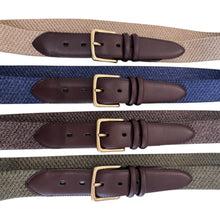 Load image into Gallery viewer, Armeria Meschieri Heavy Stretch Belt w/Leather Tabs Blue
