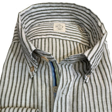 Load image into Gallery viewer, GMF Linen Stripe Shirt Green and White
