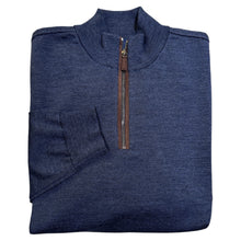 Load image into Gallery viewer, Paul &amp; Shark 1/4 Zip Sweater Denim Blue w/Suede Trim
