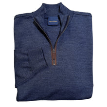 Load image into Gallery viewer, Paul &amp; Shark 1/4 Zip Sweater Denim Blue w/Suede Trim
