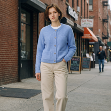 Load image into Gallery viewer, Sand Vusala Cropped Mohair Cardigan Light Blue
