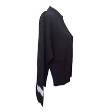 Load image into Gallery viewer, Scaglione Wool Creweck Sweater Black w/Ivory Accents
