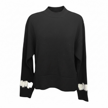 Load image into Gallery viewer, Scaglione Wool Creweck Sweater Black w/Ivory Accents
