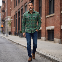Load image into Gallery viewer, Sid Mashburn CPO Shirt Green/Yellow/Oat Harris Tweed
