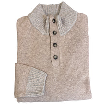Load image into Gallery viewer, T&amp;V Wool Blend Button Mock Sweater - Coffee
