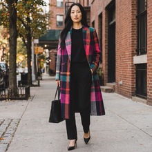 Load image into Gallery viewer, Vilagallo Multicolor Large Plaid Wool Blend Coat
