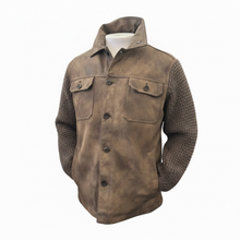 Load image into Gallery viewer, Bob Vegan Leather Casual Jacket with Knit Sleeves
