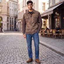 Load image into Gallery viewer, Bob Vegan Leather Casual Jacket with Knit Sleeves
