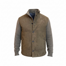 Load image into Gallery viewer, Manto Luxe Jacket w/ Olive Suede Body and Cashmere Sleeves
