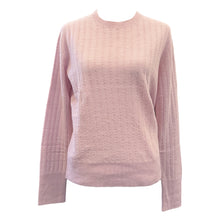 Load image into Gallery viewer, Flora Fedi Cashmere Blend Crew Sweater with Ribbed Texture Pink
