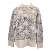 Load image into Gallery viewer, Flora Fedi Alpaca Argyle Chunky Crew Ivory/Navy
