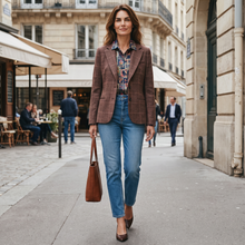Load image into Gallery viewer, GoodMatch Cotton Stretch Blazer Rust Tartan
