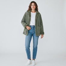 Load image into Gallery viewer, GoodMatch Short Reversible Coat Green Corduroy
