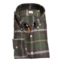 Load image into Gallery viewer, GMF 965 Cotton Flannel Shirt Olive/Brown Plaid
