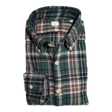 Load image into Gallery viewer, GMF 965 Cotton Flannel Shirt Green/Brown Plaid
