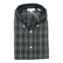 Load image into Gallery viewer, Hartford Cotton Flannel Shirt Olive/Navy Plaid
