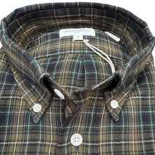 Load image into Gallery viewer, Hartford Cotton Flannel Shirt Olive/Navy Plaid
