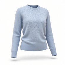 Load image into Gallery viewer, Anne Claire Alpaca Blend Crew Sweater w/Dots Light Blue
