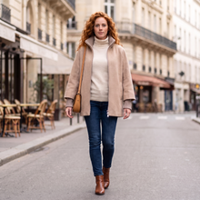Load image into Gallery viewer, Cinzia Rocca Wool Coat with Ribbed Collar Oatmeal
