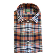 Load image into Gallery viewer, Sid Mashburn Spread Collar Flannel Shirt - Orange/Blue/Green Plaid
