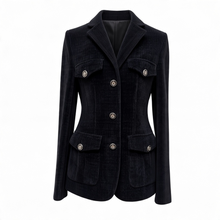 Load image into Gallery viewer, Purotatto Textured Velvet Jacket Black
