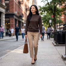 Load image into Gallery viewer, Purotatto Round Neck Cashmere Sweater - Chocolate
