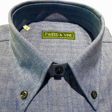 Load image into Gallery viewer, T&amp;V Classic BD Shirt Denim Blue Tonal Chevron
