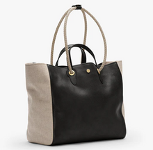 Load image into Gallery viewer, Mismo Consort Herringbone Linen Tote W/Leather Panels
