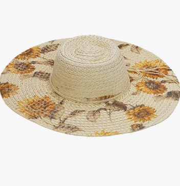 CZone Sunflower Print Straw Hat