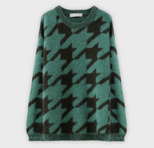 Load image into Gallery viewer, Rosso35 Wool Mohair Sweater Large Houndstooth Green
